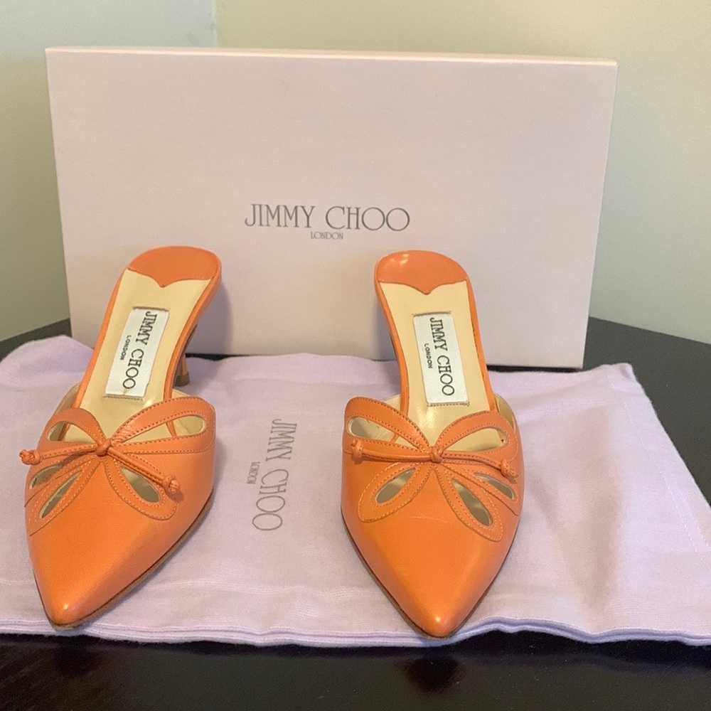 Jimmy Choo Salmon/Orange Pointy Toe Mules